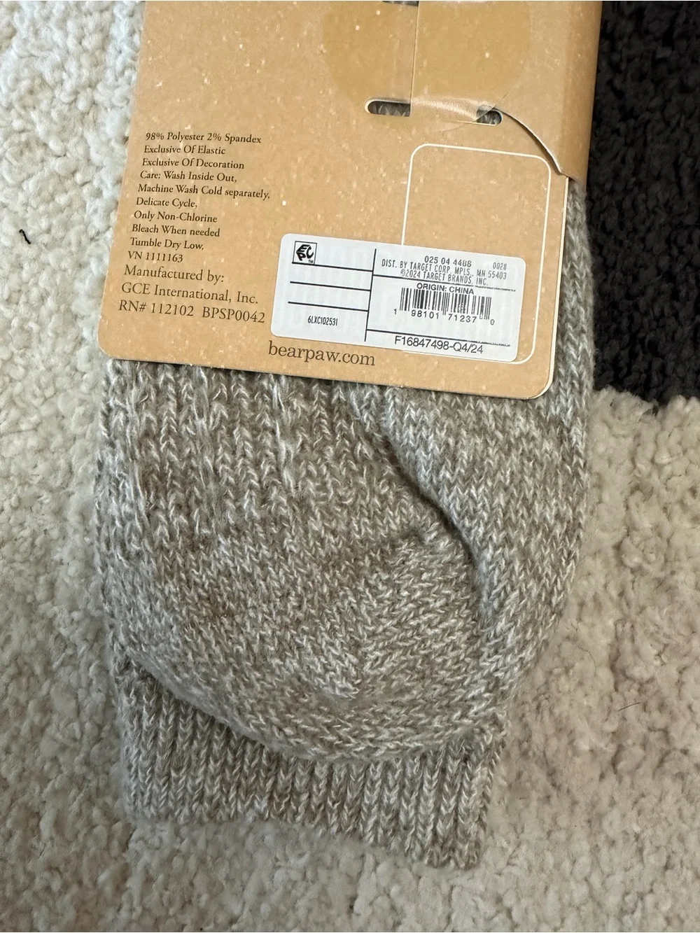 BearPaw Women's Gray Marled Knit Crew Socks